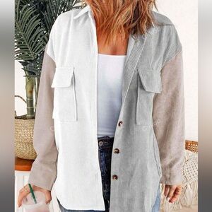 Corduroy color block shirt